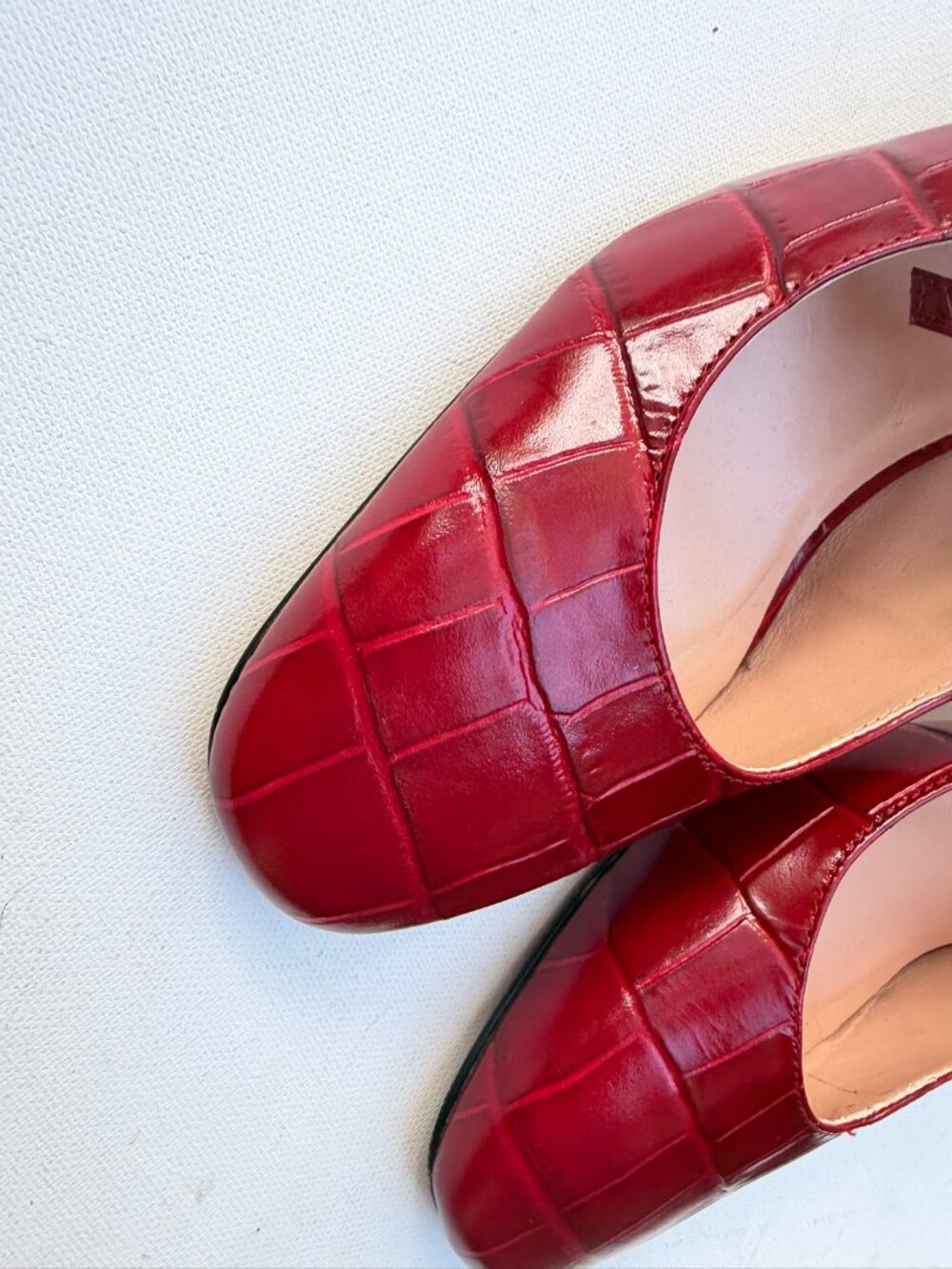 J.Crew Leona Red Croc Block Heel Ankle Strap Slingback Pumps Size 8.5